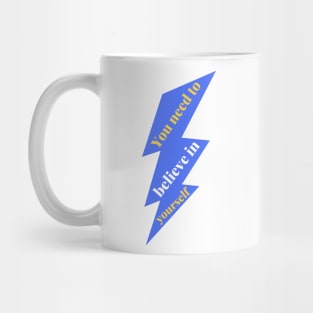 Blue and Yellow Believe in yourself Lightening Bolt kids Design Mug